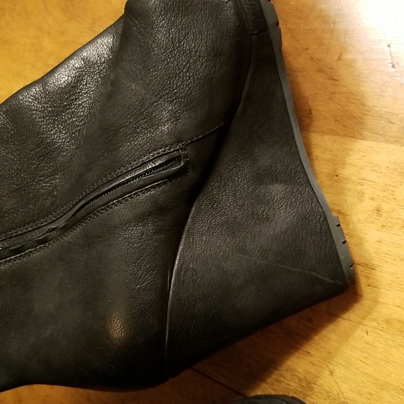 Prada black leather wedge boots booties 38.5 7.5 8 - Picture 9 of 10